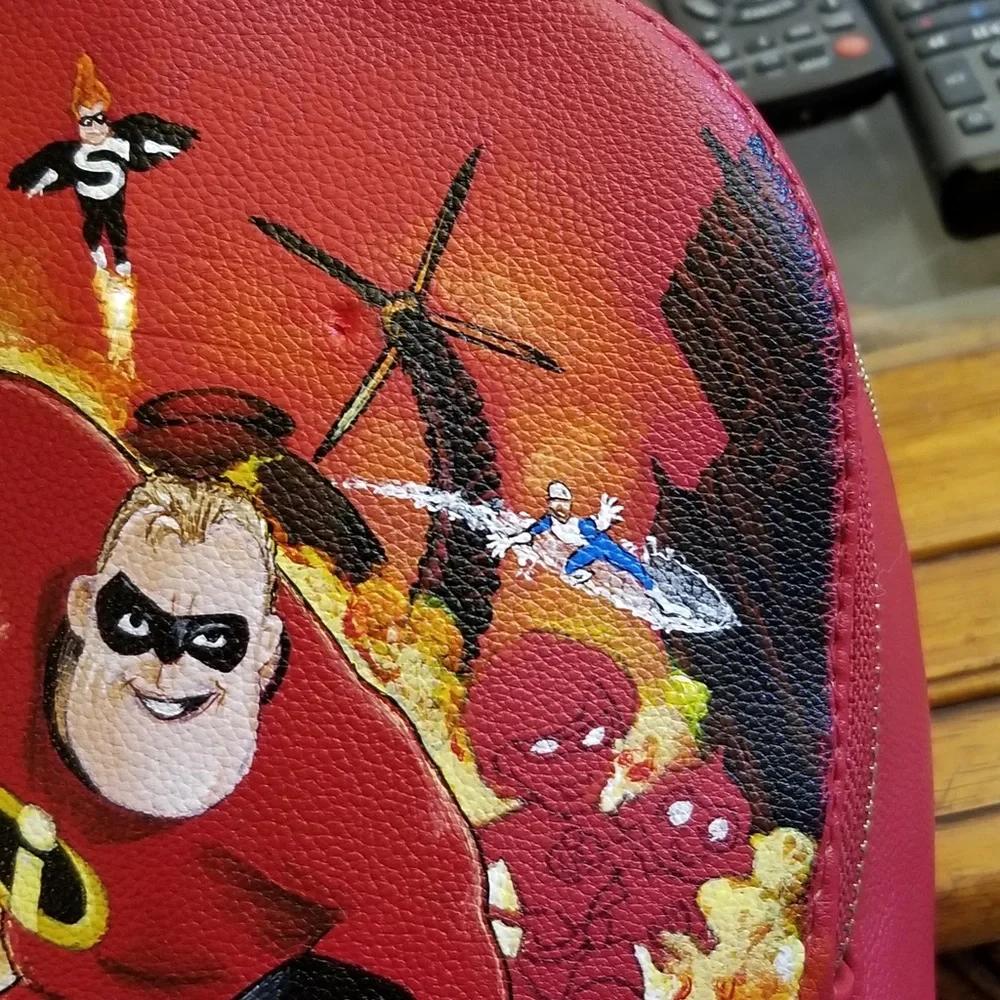 HAND PAINTED 100% Original Red Backpack! - Picture 7 of 12
